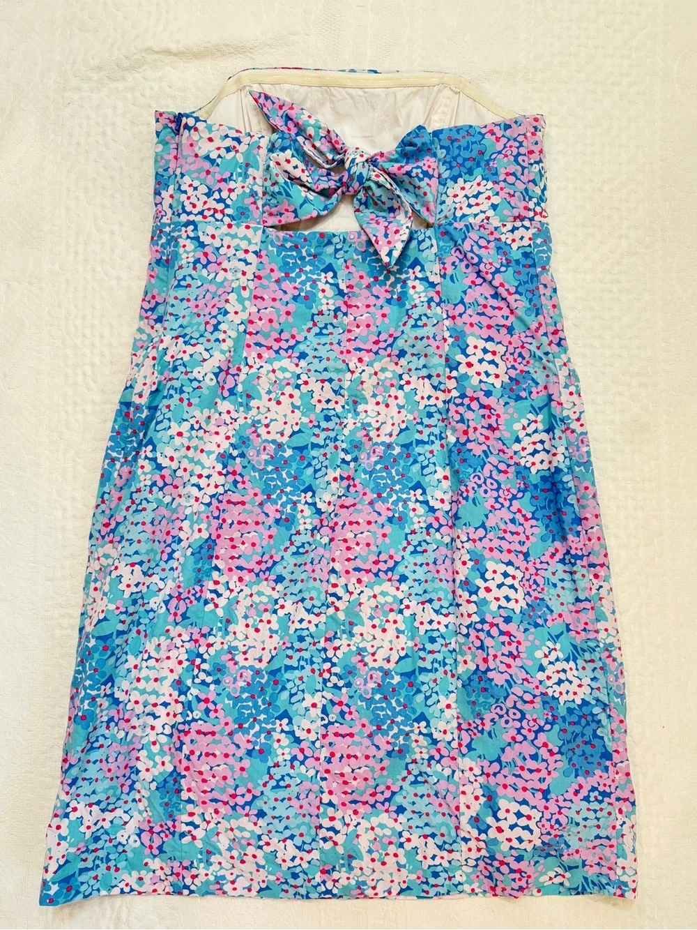 Lilly Pulitzer Franco Short Strapless Tie Back Dress Dot Dot Hop Blue & Purple 6 - Picture 2 of 7